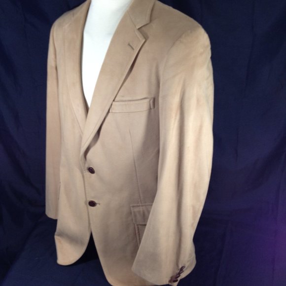 Donald Brooks Vintage Men’s 46L Tan Sports Coat 2 Button Antelon Suede Blazer - Picture 2 of 9